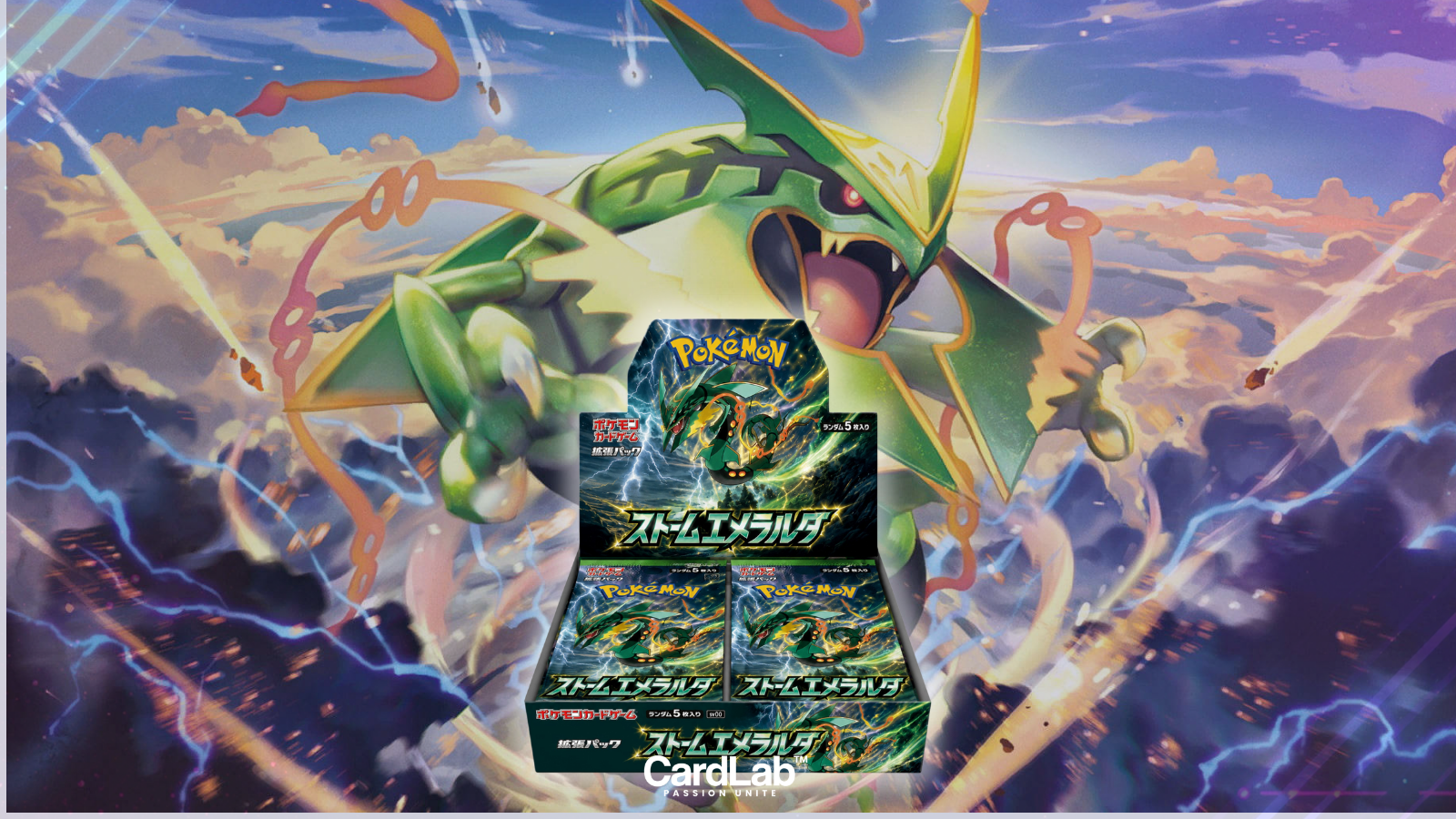 Storm Emeralda (M6) : tout ce que l’on sait sur le set Pokémon centré sur Mega Rayquaza ex