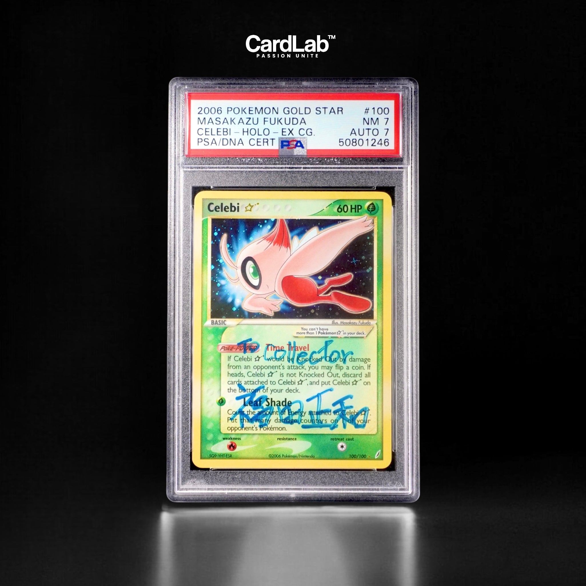 Celebi Gold Star PSA 7 Fukuda Signed AUTO 7 100/100